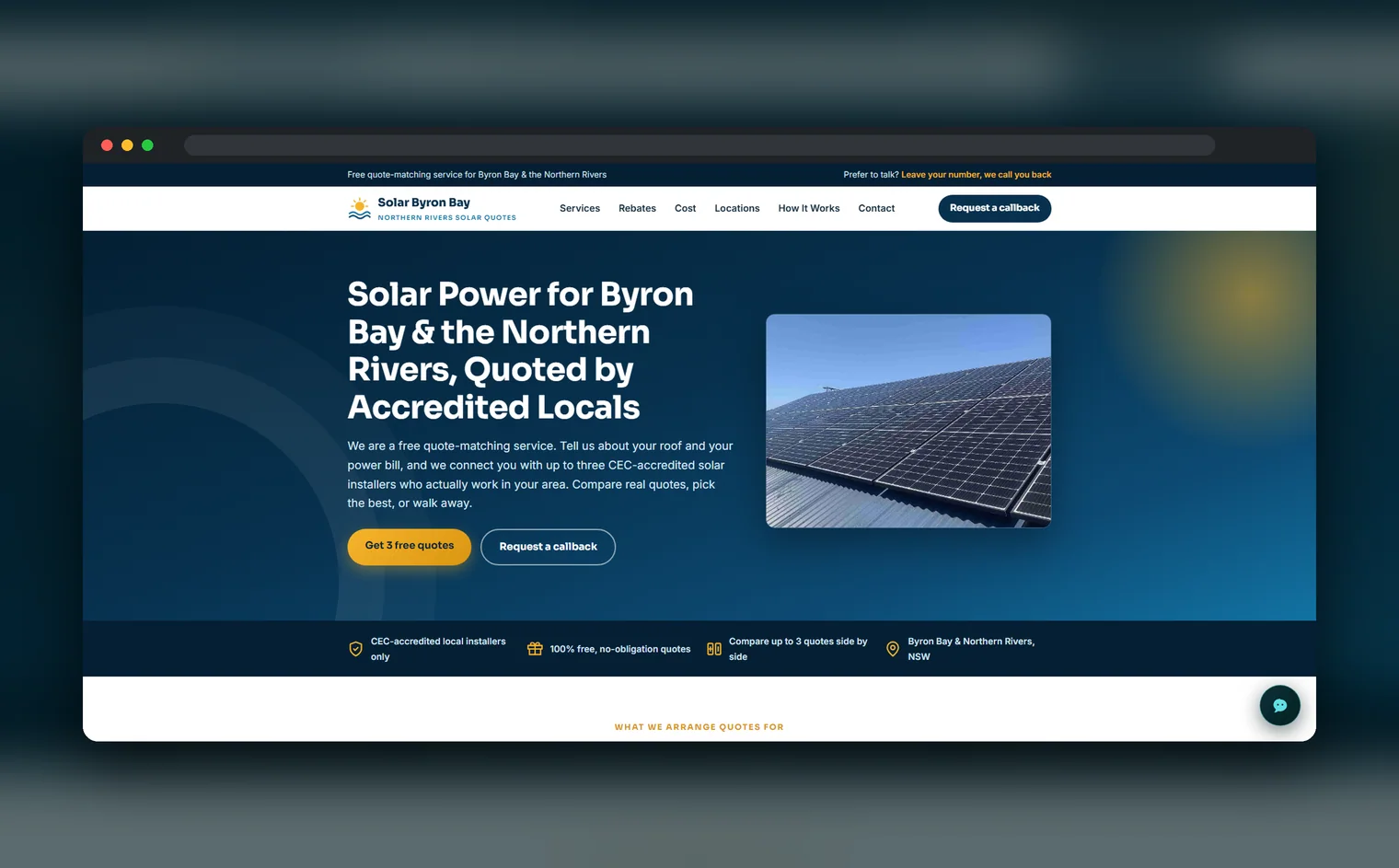 Solar Byron Bay website design by Balar Media Group