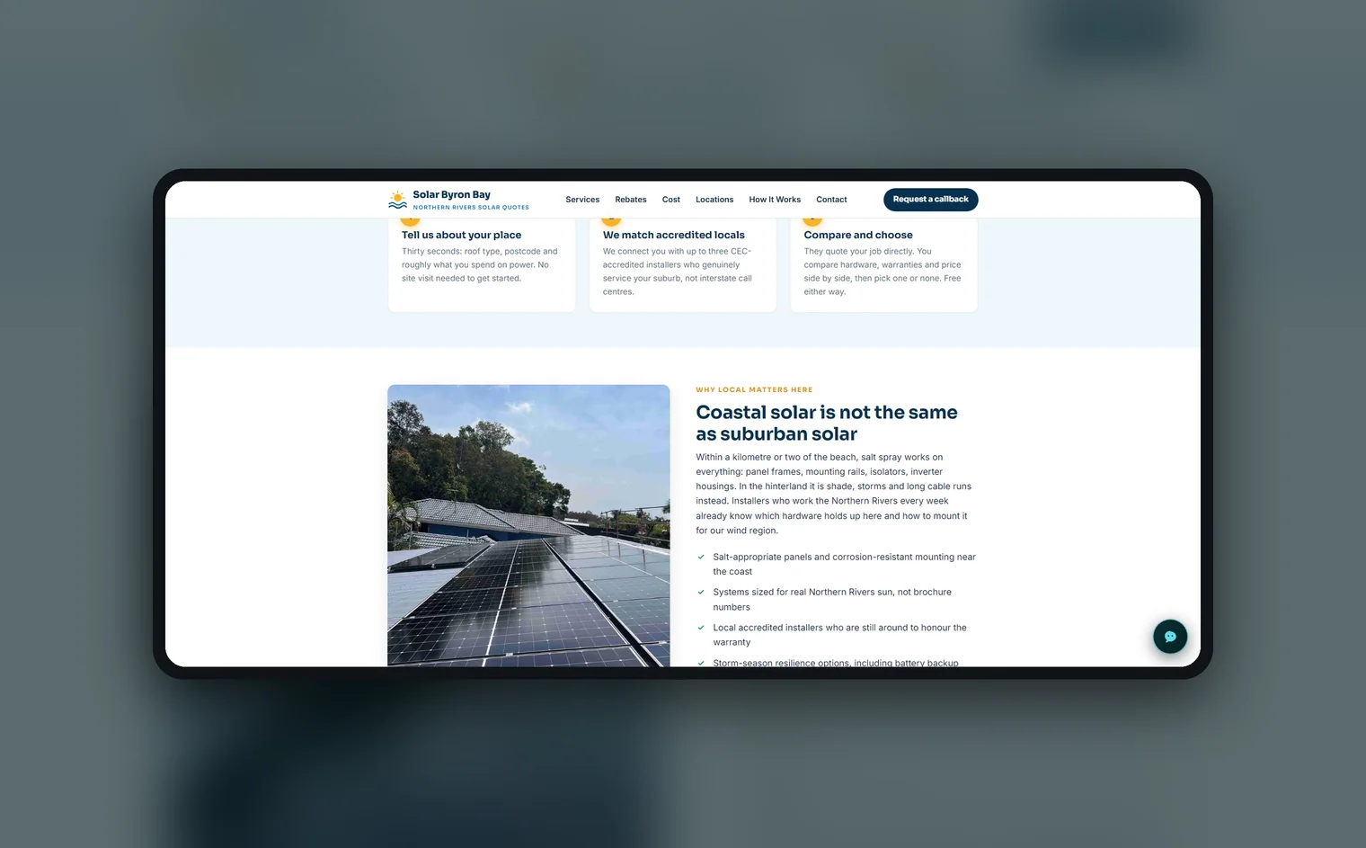Solar Byron Bay website by Balar Media Group, more of the design