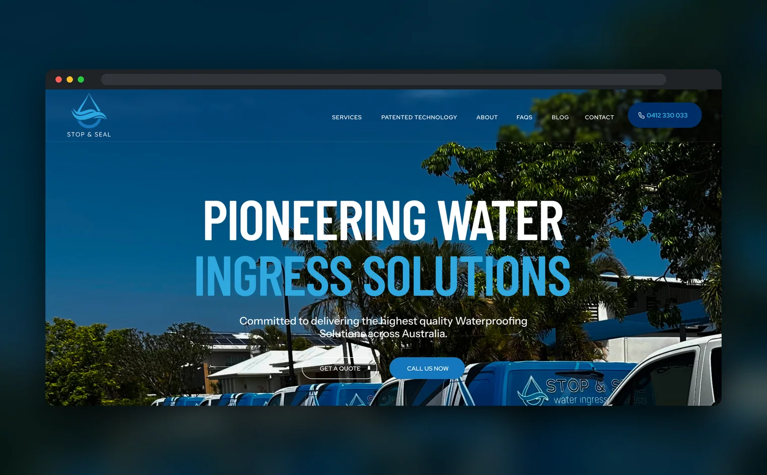 Stop and Seal website design by Balar Media Group