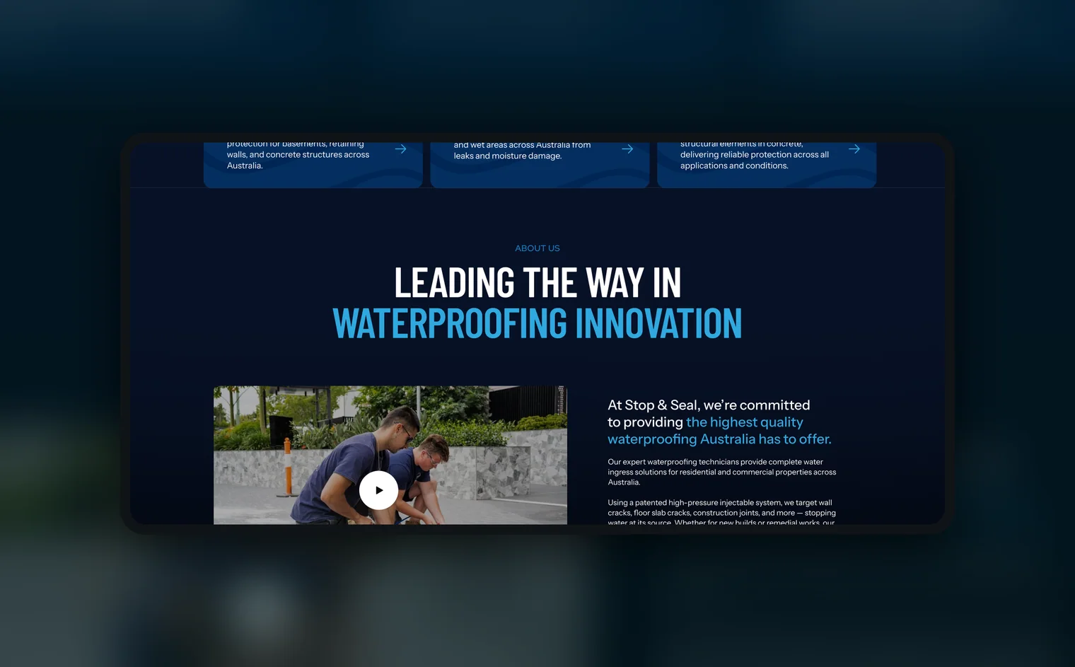 Stop and Seal website by Balar Media Group, more of the design