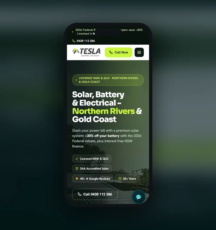 Tesla Electrical mobile website by Balar Media Group
