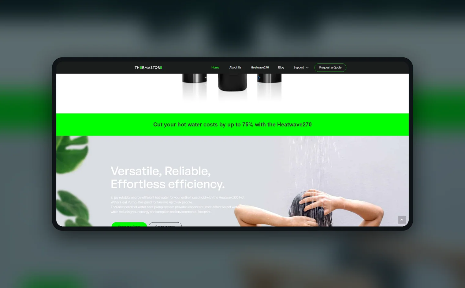 Thermastore website by Balar Media Group, more of the design