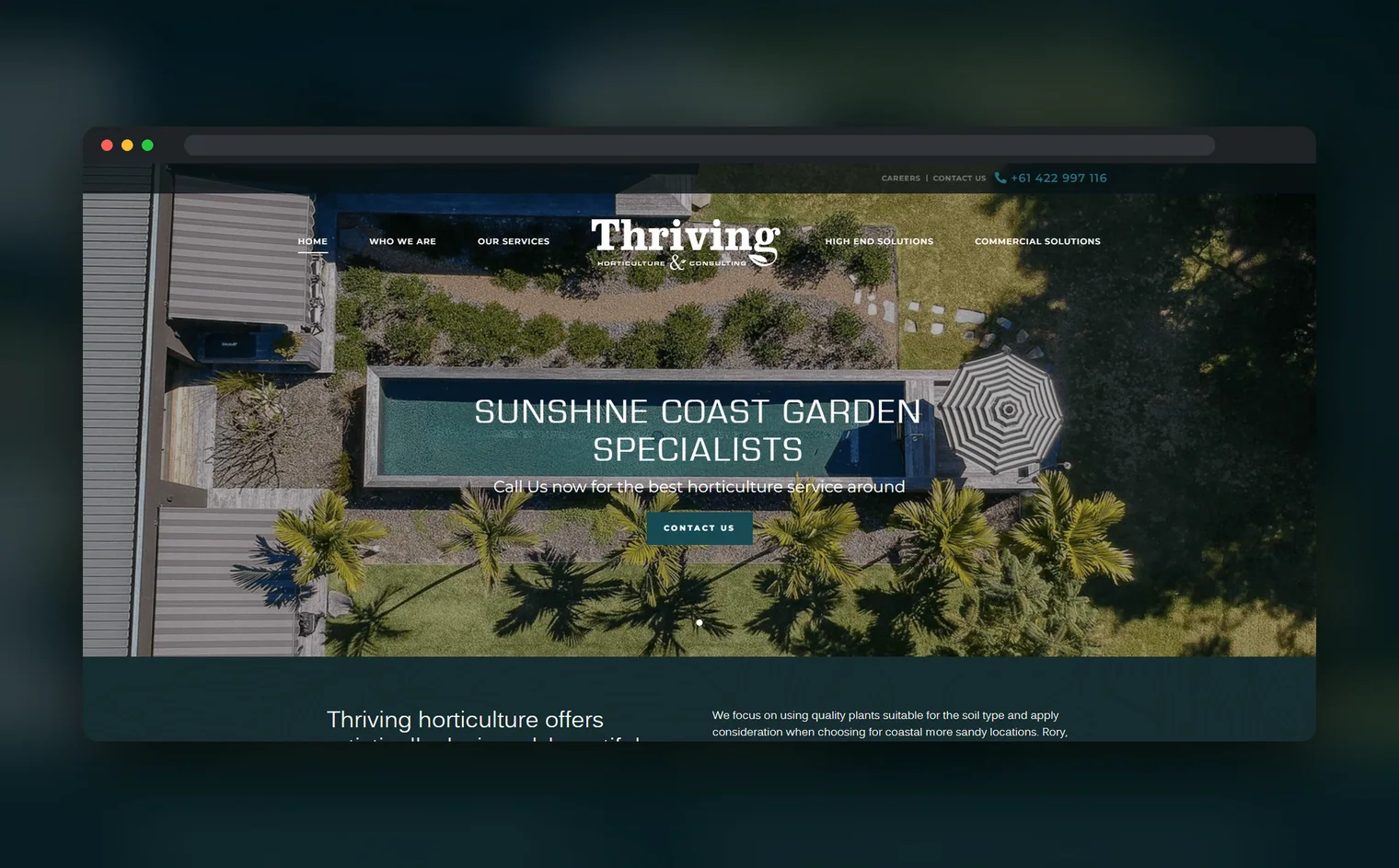 Thriving Horticulture website design by Balar Media Group