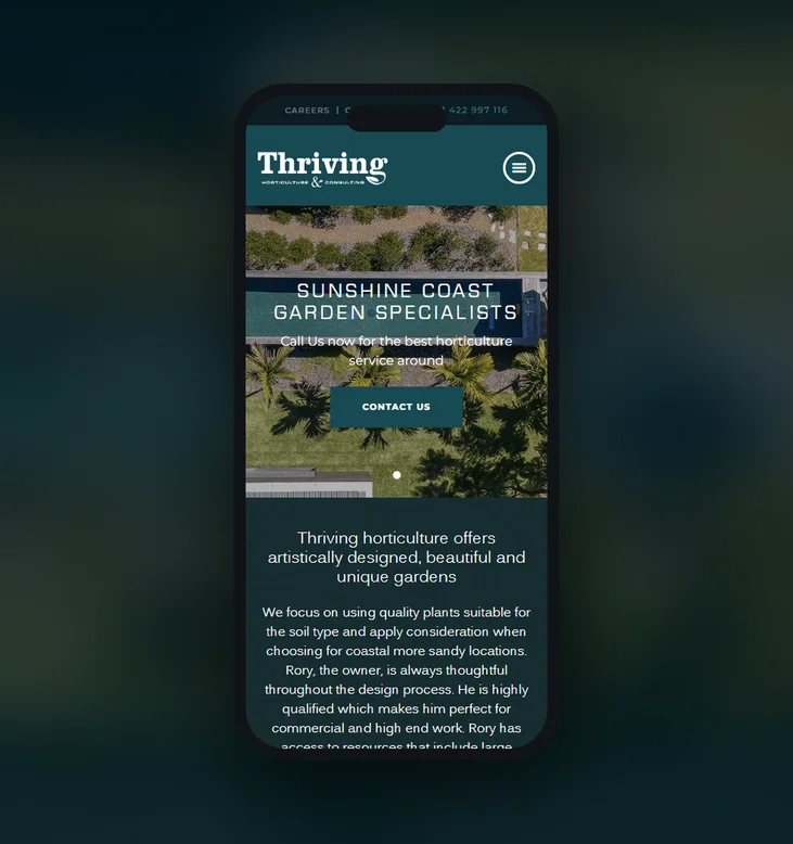 Thriving Horticulture mobile website by Balar Media Group