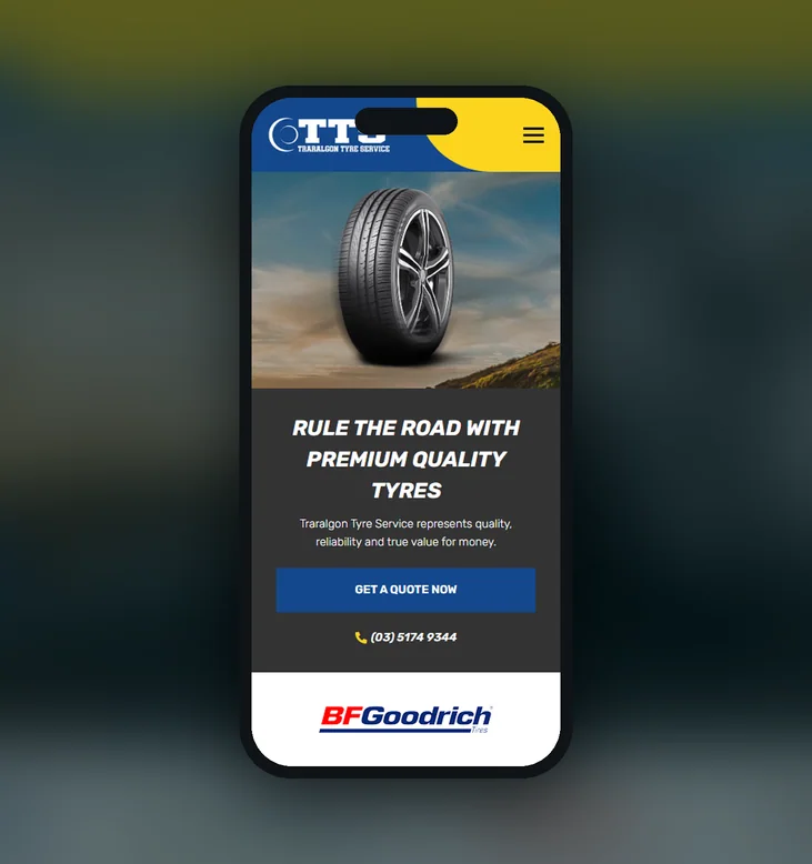 Traralgon Tyre Service mobile website by Balar Media Group