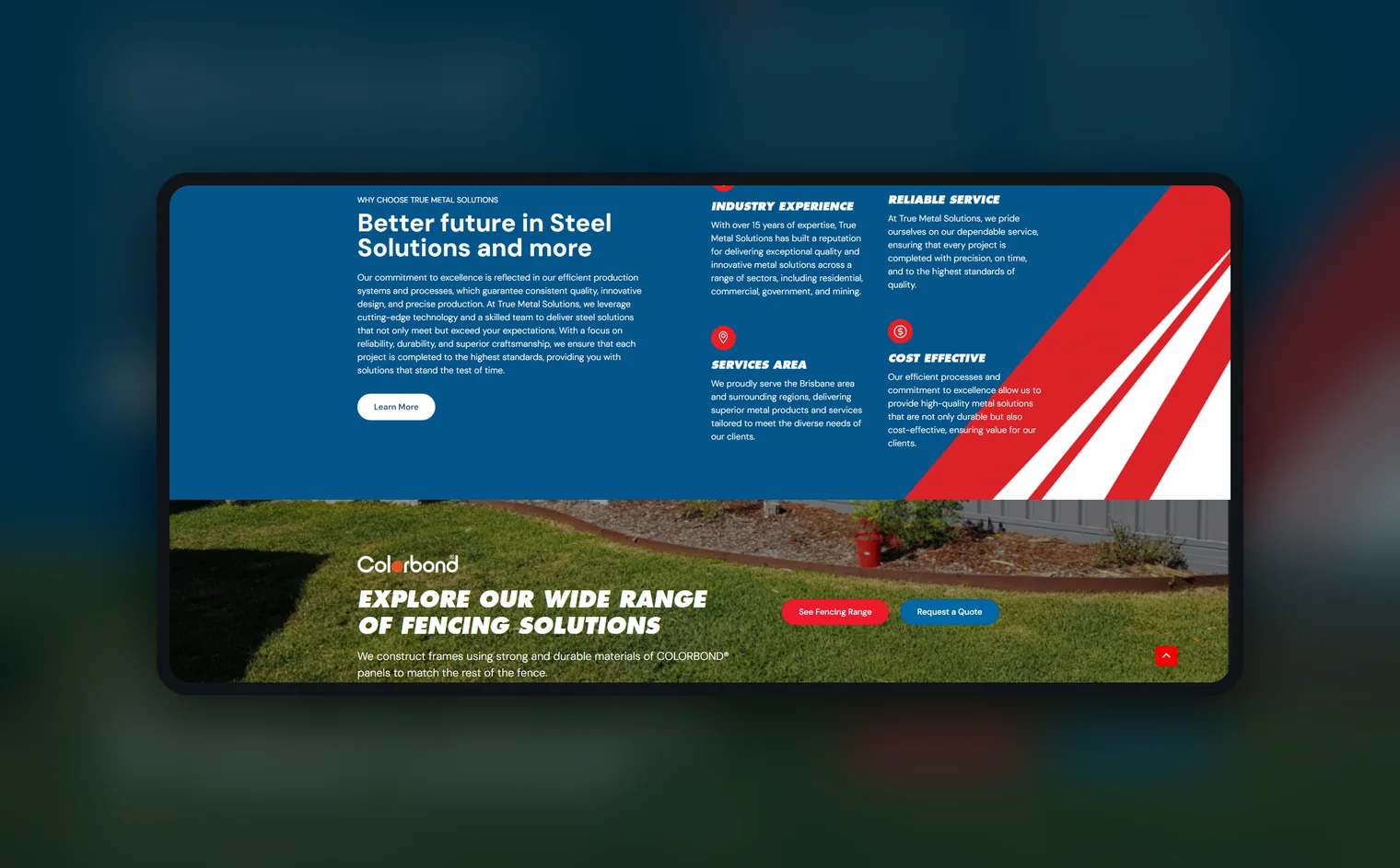 True Metal Solutions website by Balar Media Group, more of the design