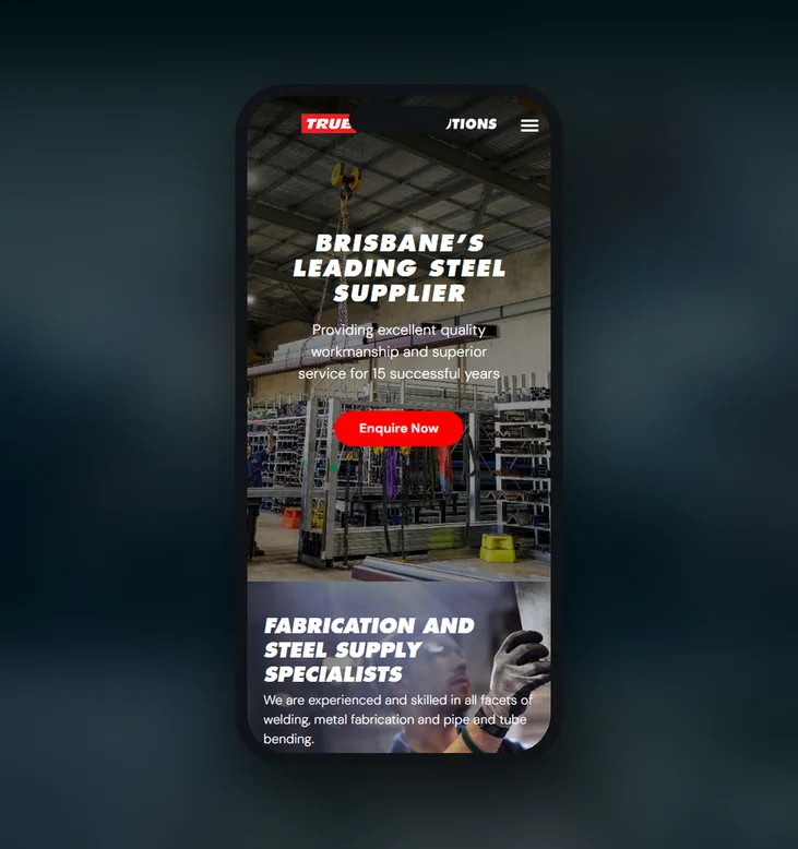 True Metal Solutions mobile website by Balar Media Group