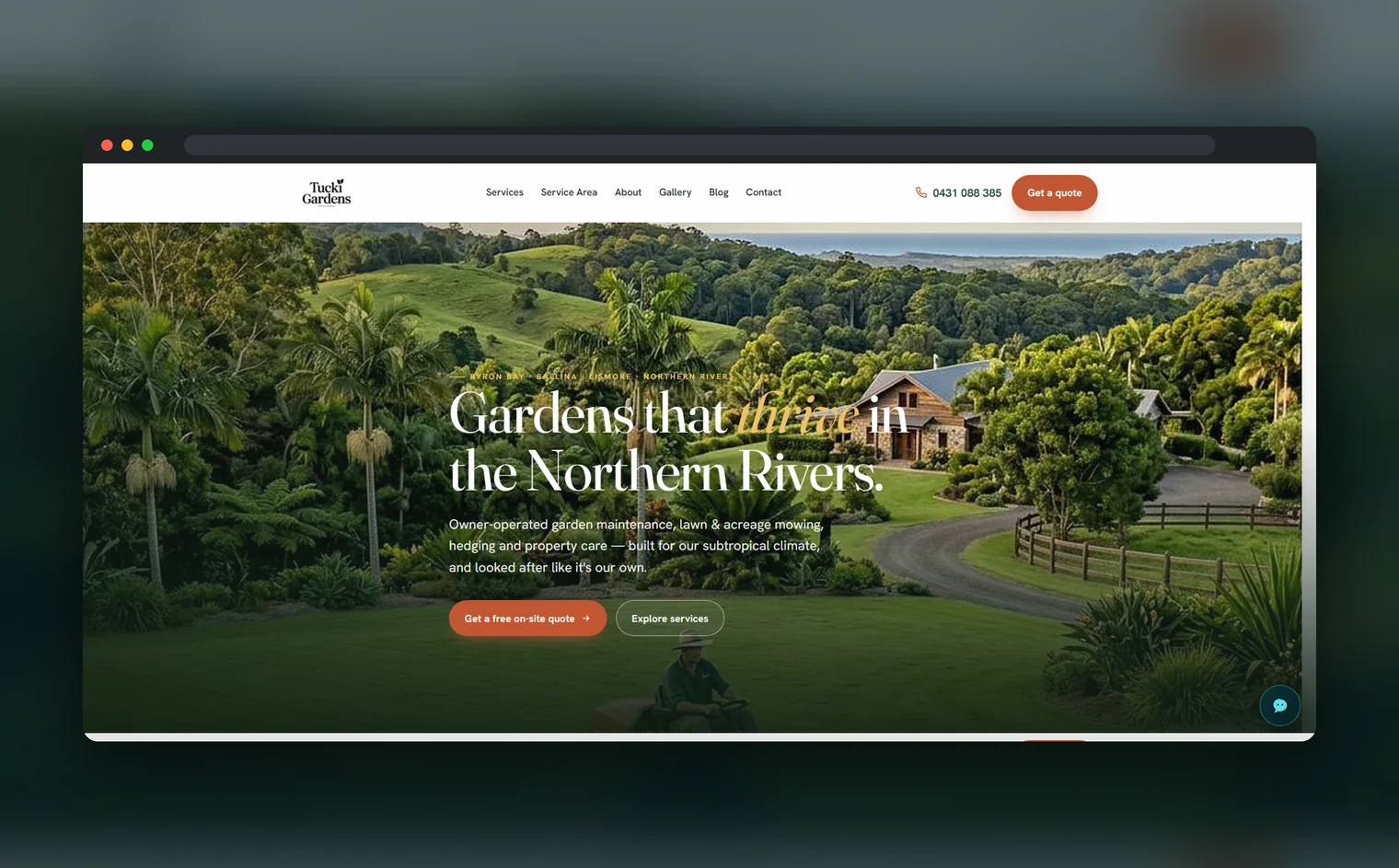 Tucki Gardens website design by Balar Media Group