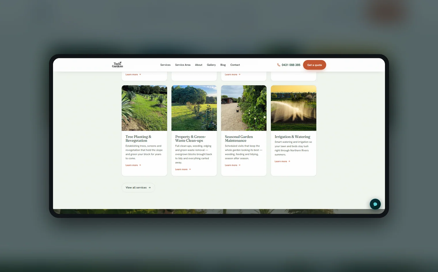 Tucki Gardens website by Balar Media Group, more of the design