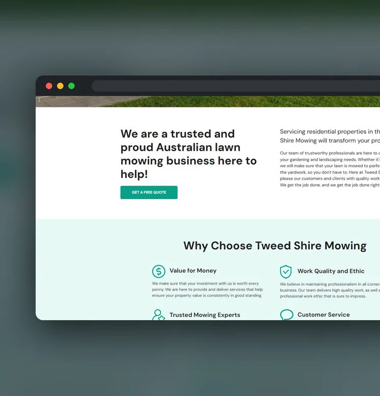 Tweed Shire Mowing website by Balar Media Group