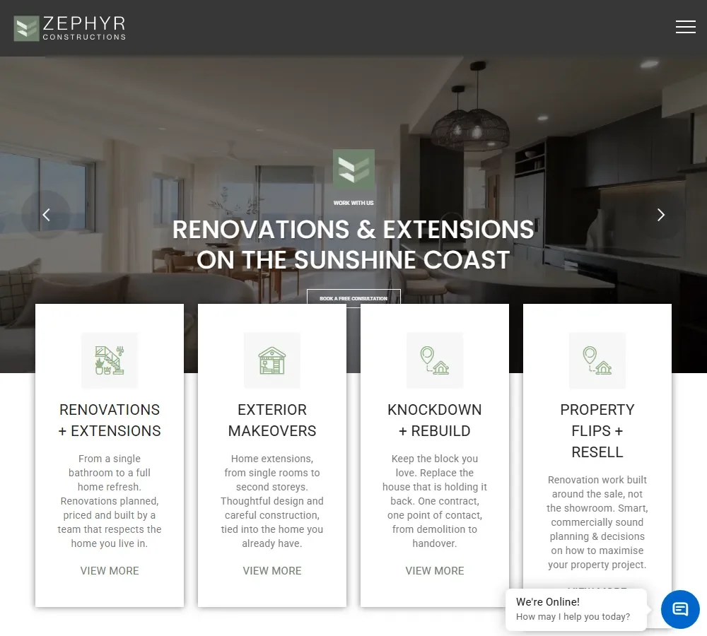 Zephyr Constructions website by Balar Media Group