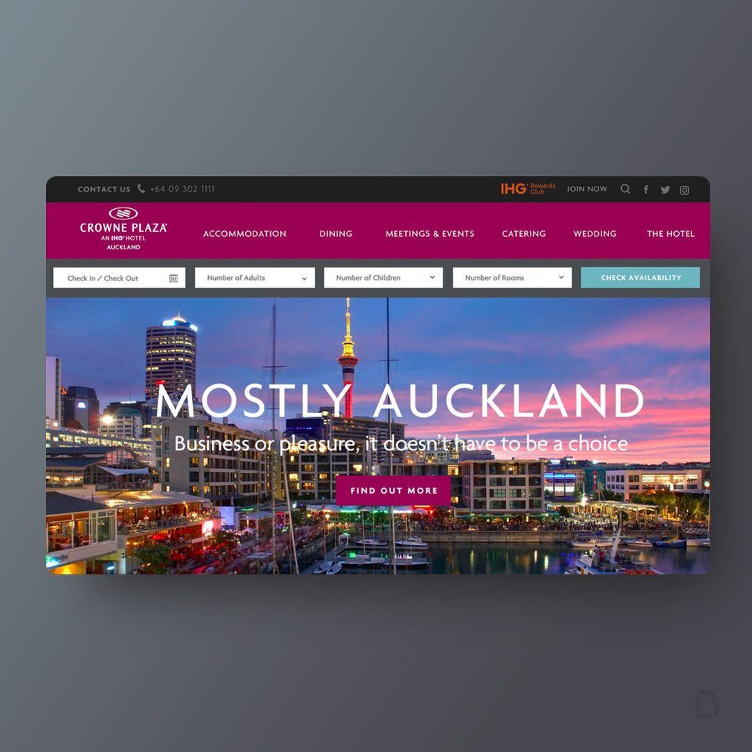Crowne Plaza Auckland website by Balar Media Group