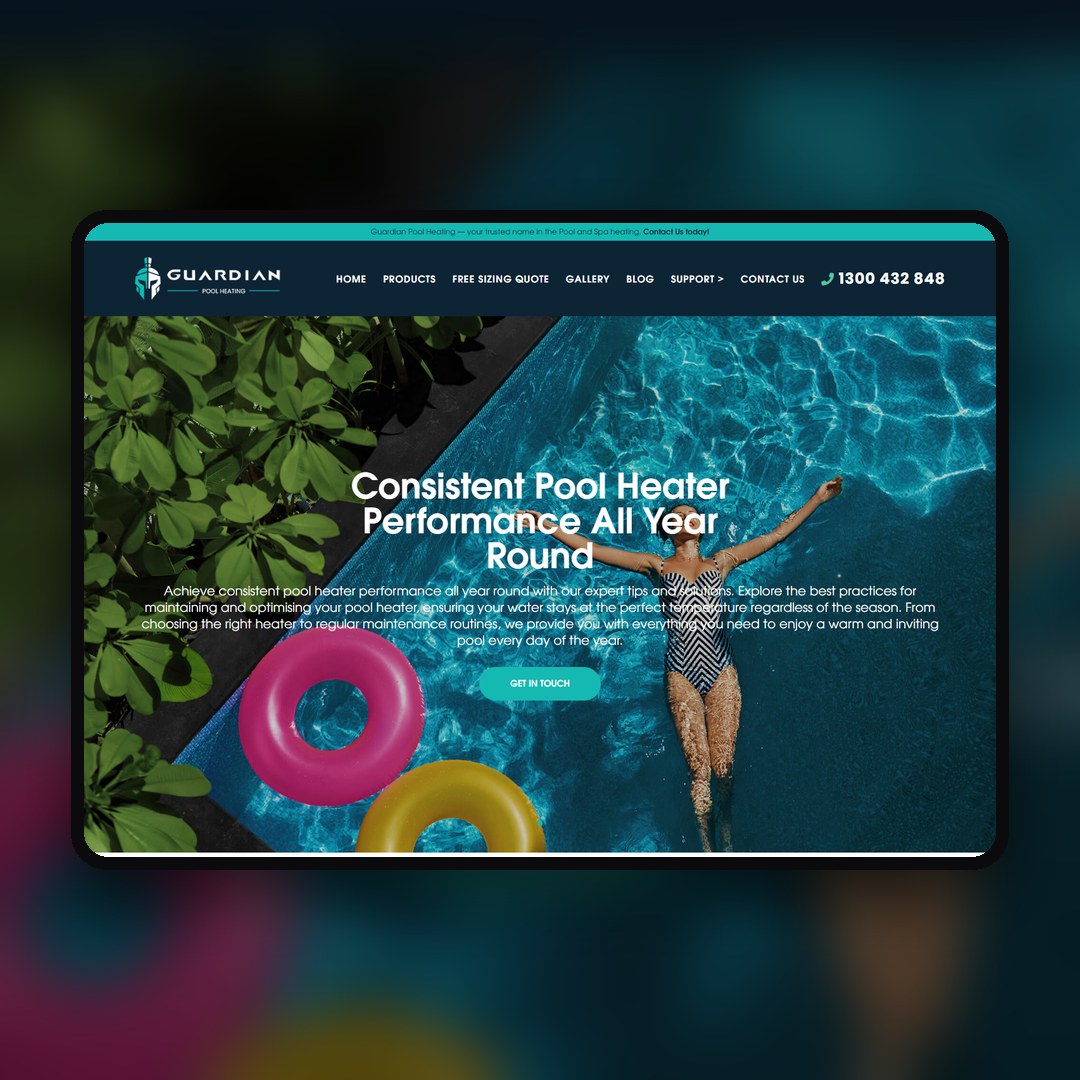 Guardian Pool Heating website by Balar Media Group