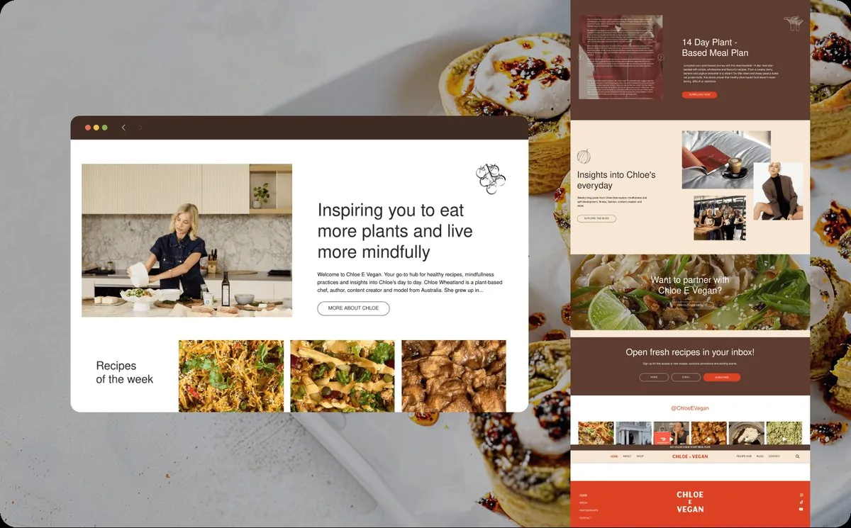 Chloe E Vegan website by Balar Media Group on desktop